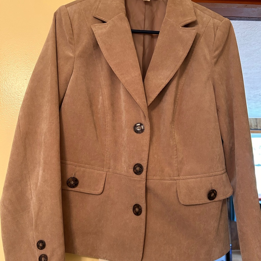 Dressbarn Light Brown Women's Blazer with Tortoise Shell PERFECT Buttons EUC - Picture 1 of 5